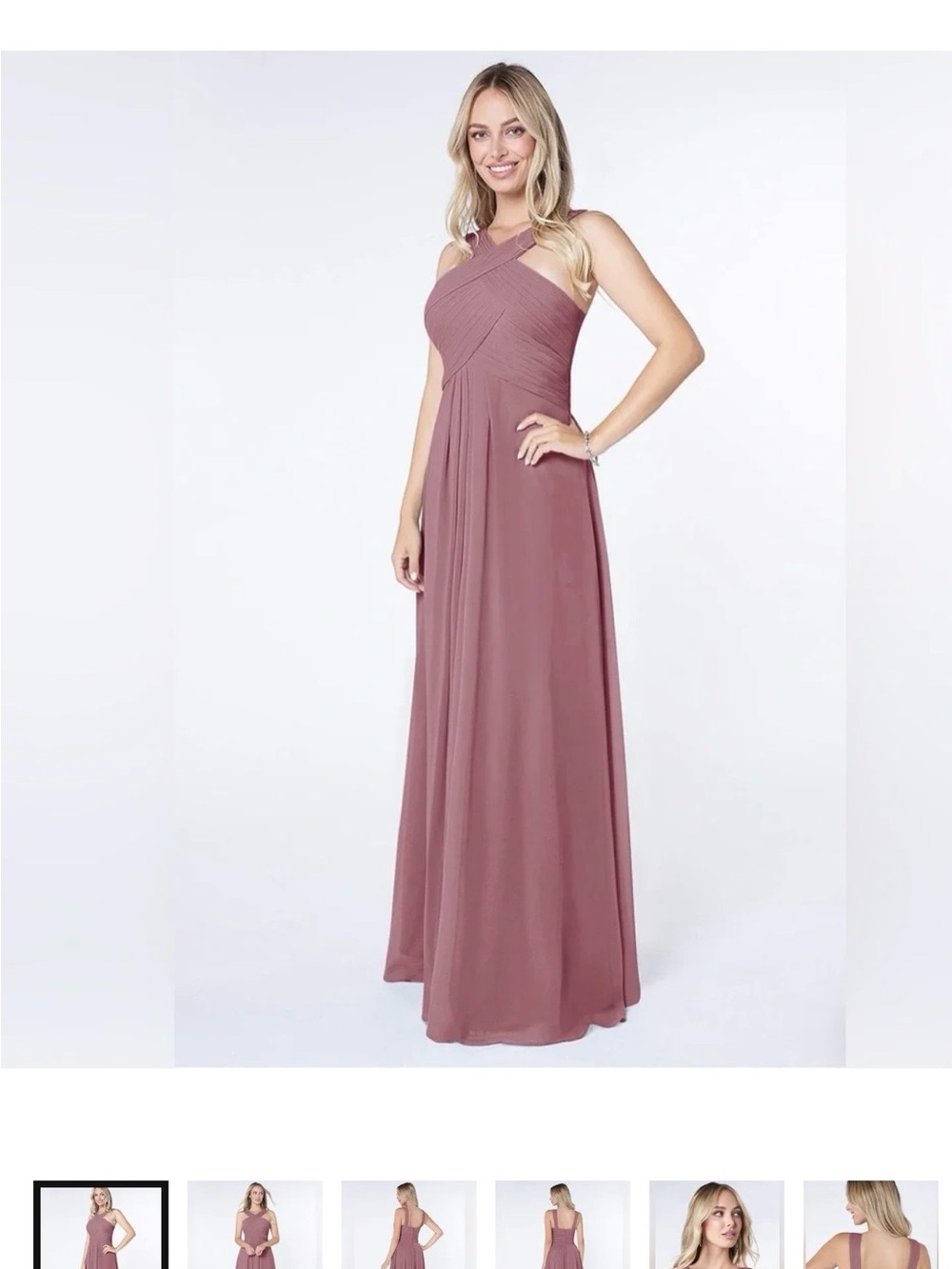 Cross-Front Sleeveless Maxi Dress in Dusty Rose